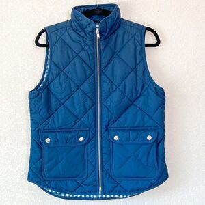NWT! J. Crew Navy Vest Full Zip Quilted Puffer Vest, Size Small